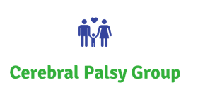 Animated family holding hands: Cerebral Palsy Group logo